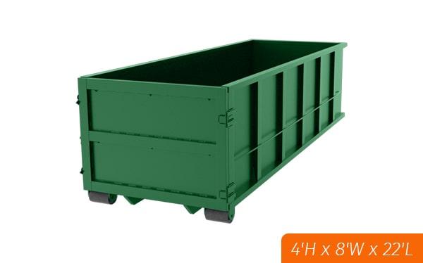 20 yard dumpsters are available for both commercial and residential use